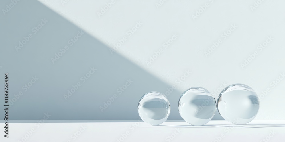 Poster elegant banner design featuring crystal balls with contrasting empty space and clean shadows