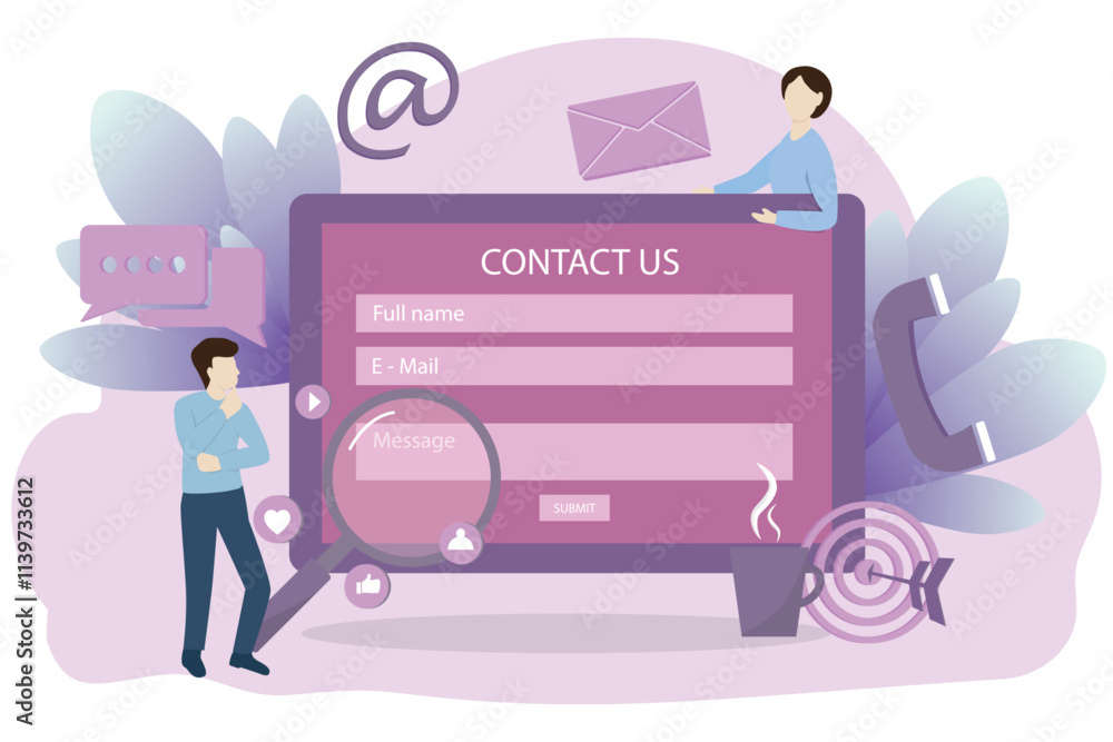 Poster contact us or the customer support hotline connect. service provider concept, advice to customer hel