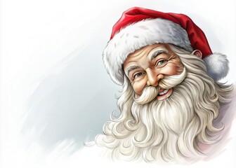 Joyful hand-drawn Santa illustration perfect for winter holiday greeting cards, featuring a cheerful design element. Ideal for festive celebrations and capturing the season's spirit in vector form.