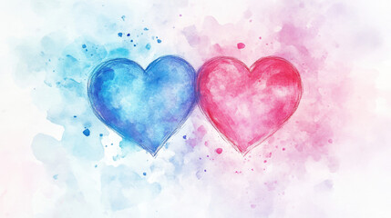 Obraz premium soft pastel painting of two intertwined hearts. valentines, decoration, celebration, balloon, hearts