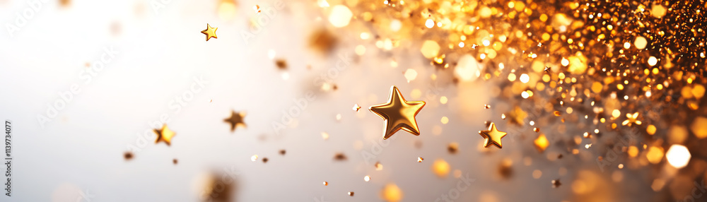 Aufkleber a dazzling array of golden stars and sparkling glitter on a soft background.