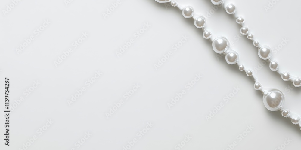Poster elegant banner with pearl strands and contrast empty space for design purposes