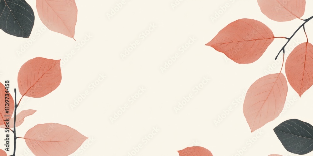 Aufkleber elegant banner featuring pressed copper leaves around a clean contrast space for versatile design us