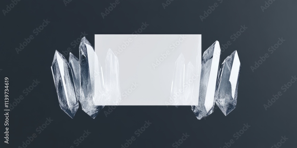 Poster crystal prisms frame an empty banner space for creative design opportunities