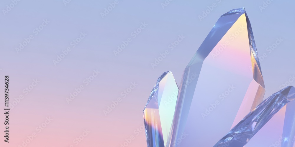 Poster elegant banner design featuring crystal prisms and spacious empty area for creative use