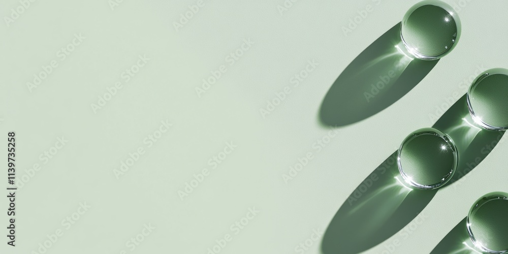 Poster Elegant banner design with acrylic jewels and clean shadows on a muted background featuring ample empty space
