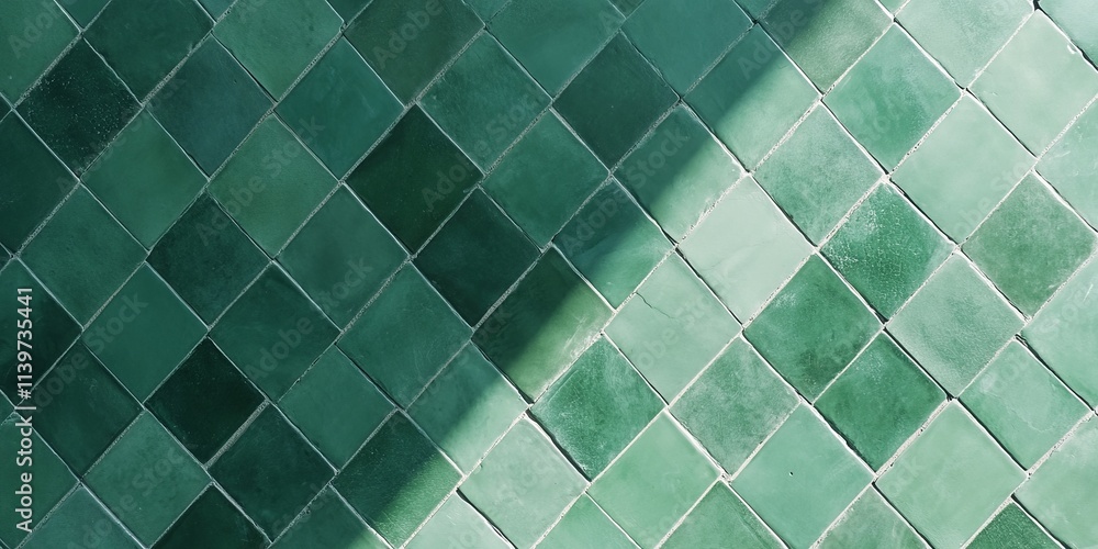 Poster interior banner design featuring jade tile edges and contrasting empty space for creative use
