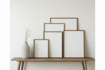Blank Picture Frames on Modern Wooden Console Table