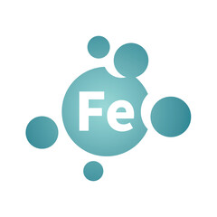 Fe pill or drug supplement vector icon. Ferrous sulfate or iron nutritional supple drop.