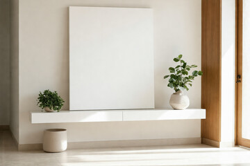 Sunlit Entryway with Blank Canvas on Console Table