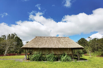 Traditional bamboo houses with thatched roof where in rural, Thailand