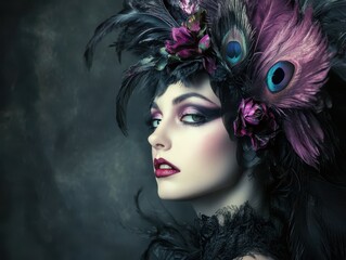 portrait of a woman with feathers