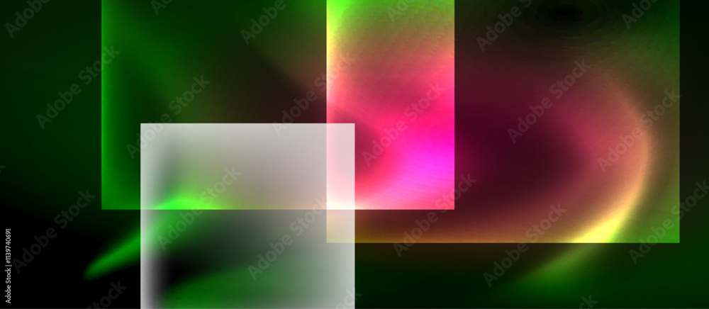 Aufkleber Glass squares with neon shiny light abstract background