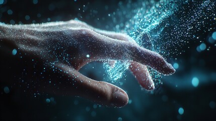 Fototapeta premium Human Hand Touching Digital Transformation Modern Technology