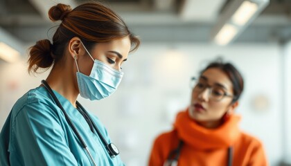 Dedicated healthcare professionals engage in a vital conversation about patient care in a modern clinic setting