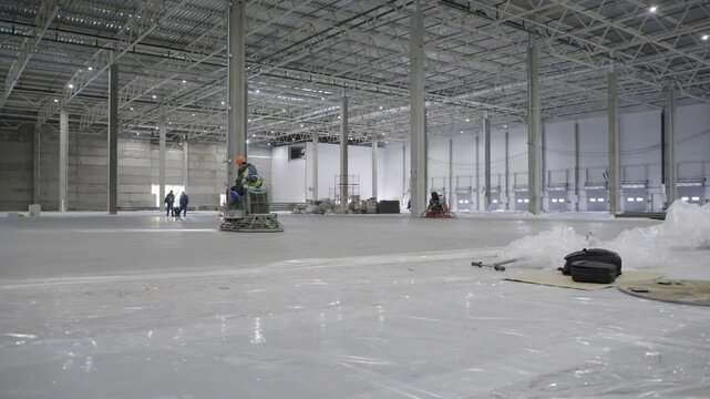 The Current Status and Progress of Construction in an Industrial Warehouse Space Project. Clip