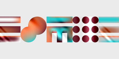 Obraz premium Simple shapes - circles, triangles, rectangles abstract background. Vector Illustration For Wallpaper, Banner, Background, Card, Book Illustration, landing page