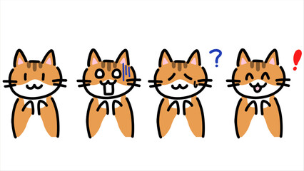 Obraz premium 手書きの猫のイラストのセット