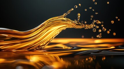 Fototapeta premium Golden liquid splashing dramatically. Perfect for luxury, beverage, or oil ads.