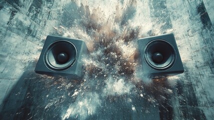 Sound Explosion: Dual Speakers in a Dramatic Burst of Energy