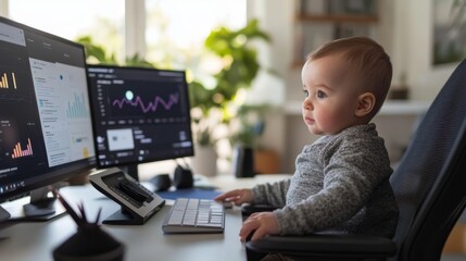 Young Entrepreneur at Startup Desk Analyzing Data in Modern Office