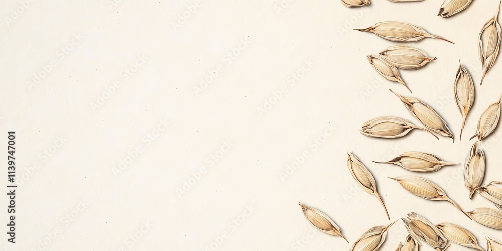 Poster Drifting seeds scattered on a contrasting empty space creating a minimalist design