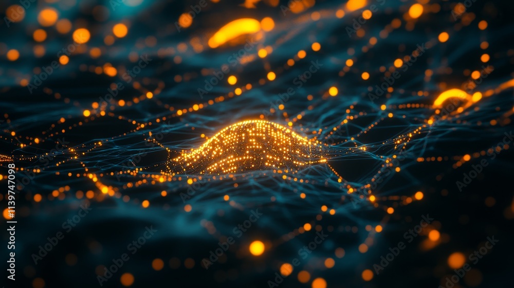 Aufkleber abstract digital ecosystem with bright points and flowing lines