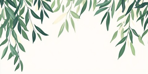 Obraz premium Elegant banner featuring willow twigs framing a spacious contrast-filled area, ideal for custom text and displays