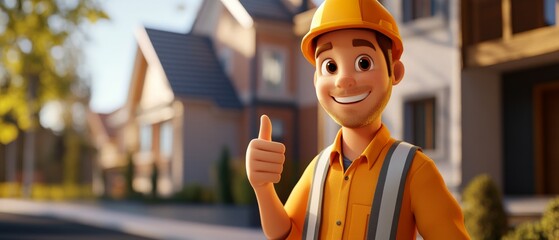 Engineer Theme, A man in a construction outfit is giving a thumbs up