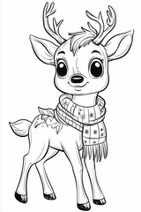 Obraz premium Baby Reindeer Coloring Page for Advent