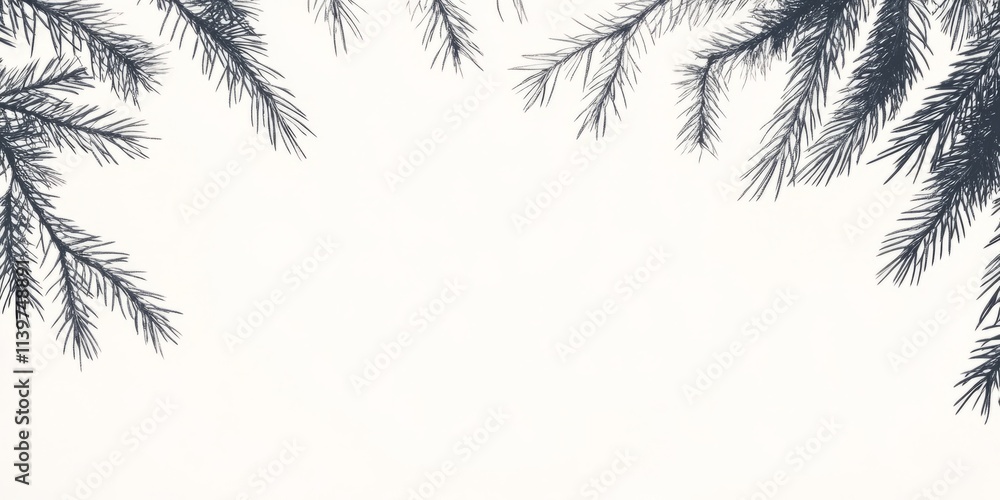 Aufkleber contrast of spiky pine needles framing an empty banner space for creative use in design projects