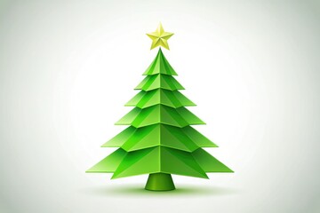 Fototapeta premium Minimalist vector flat Christmas trees perfect for festive greeting cards. Simple green tree designs on a clean white background create a cheerful holiday vibe.