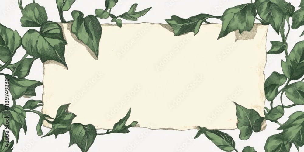 Poster Elegant banner design featuring vine leaves and contrast empty space suitable for various uses