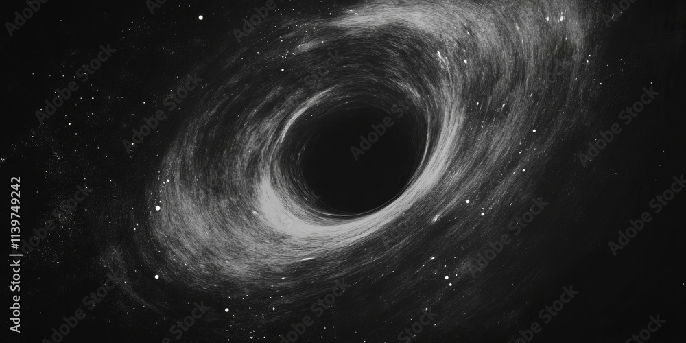 Poster cosmic texture of black hole event horizons showcasing intense gravitational forces in deep space