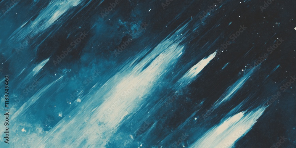 Poster textured representation of comet tails creating a cosmic display in a starry night sky