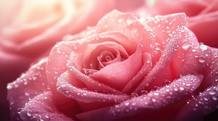 Dewdrops on a Pink Rose: A Close-Up Macro Photography
