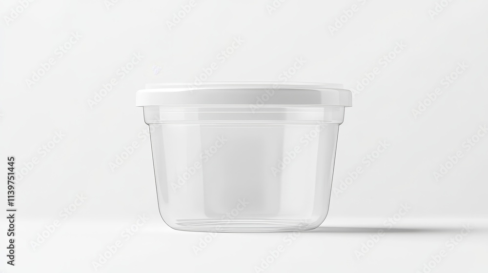 Aufkleber empty clear plastic food container with lid.