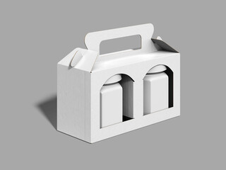White Blank Two Jam Jar with Handle Box Mockup 3D Rendering