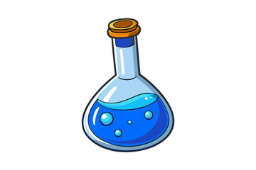 Laboratory Flask with Blue Liquid