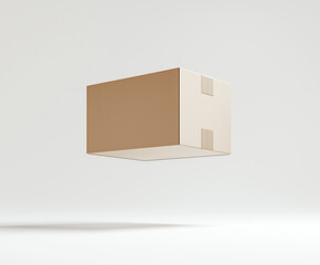 Cardboard box is floating in the air