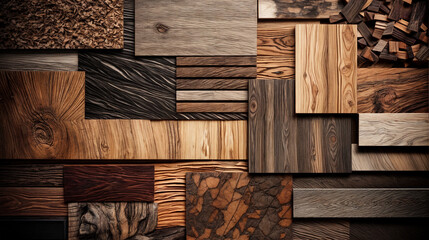set of wooden textures and textures, stylish mood board