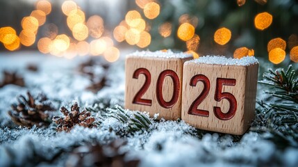2025 new year celebration - wooden number blocks with the number 2025 on it