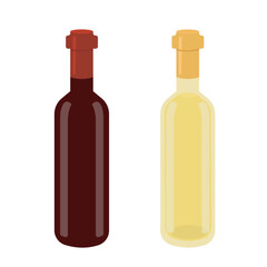 Vector set of bottles with alcoholic drink. Logo of red and white wine isolated on white background