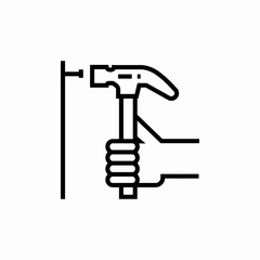 hammer nail icon sign vector