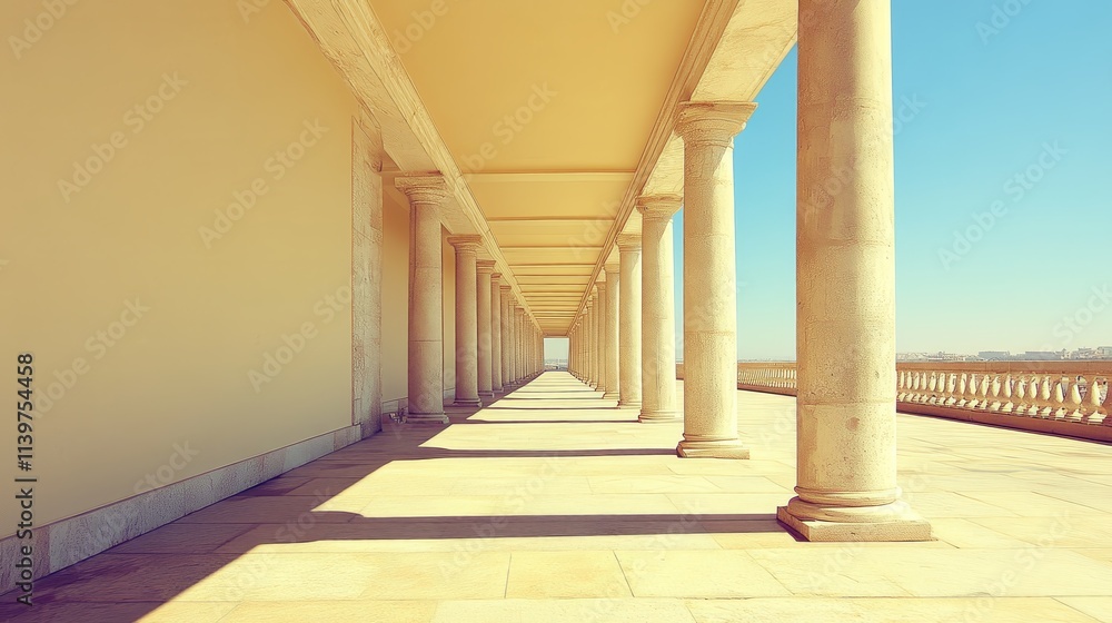 Poster columns and corridor perspective. architecture and design background.