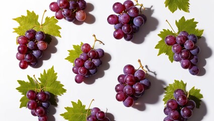 pattern with red Grapes fruit with a white background