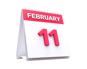 Realistic Calendar 11st February 3d illustration