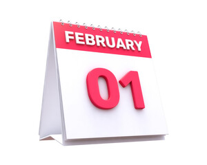 Realistic Calendar 1st February 3d illustration