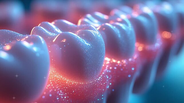 Close up of clean and healthy oral mouth in futuristics concept for World Oral Health Day video footage.