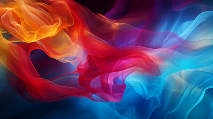 Vibrant abstract colorful smoke art with red and yellow